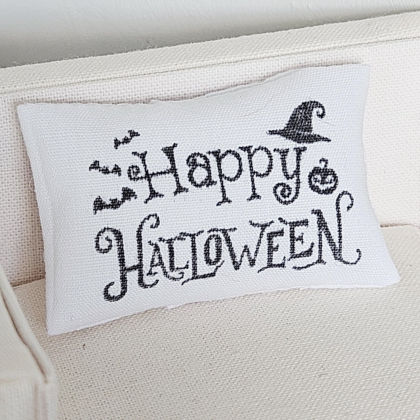 Dolls house Happy Halloween Cushion, 12th scale cushions, miniature cushions
