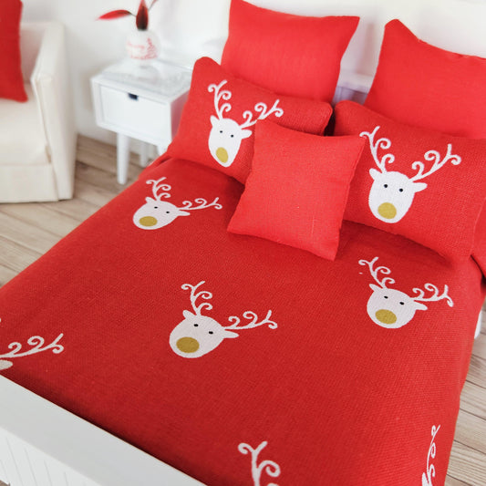 Reindeer Double Bedding Set – alternate view 2 | 1:12 scale dolls house miniature