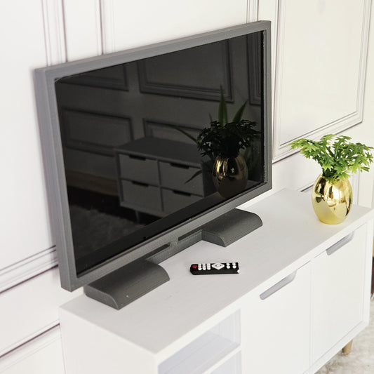 50" Flatscreen TV with Stand & Remote – alternate view 2 | 1:12 scale dolls house miniature