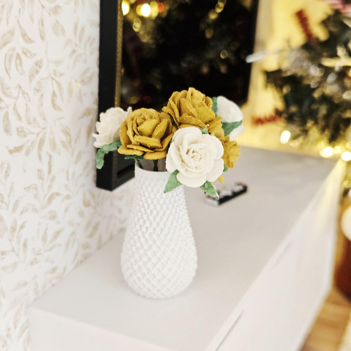 Gold & White Roses In a Vase – alternate view 5 | 1:12 scale dolls house miniature