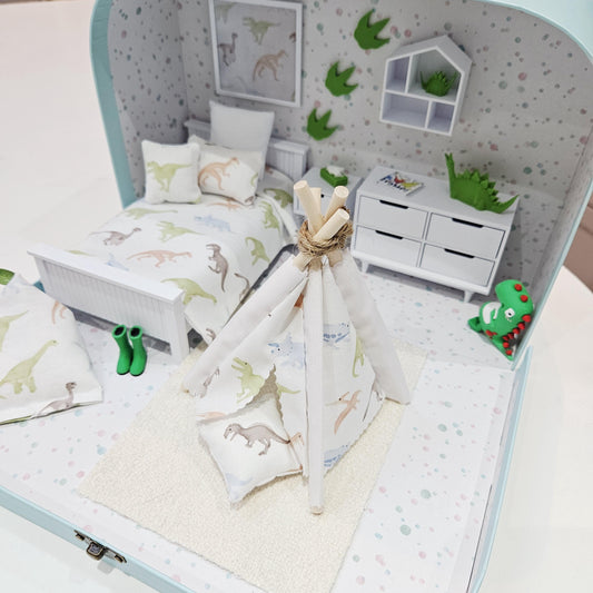 Dinosaur Suitcase Dollhouse – alternate view 2 | 1:12 scale dolls house miniature