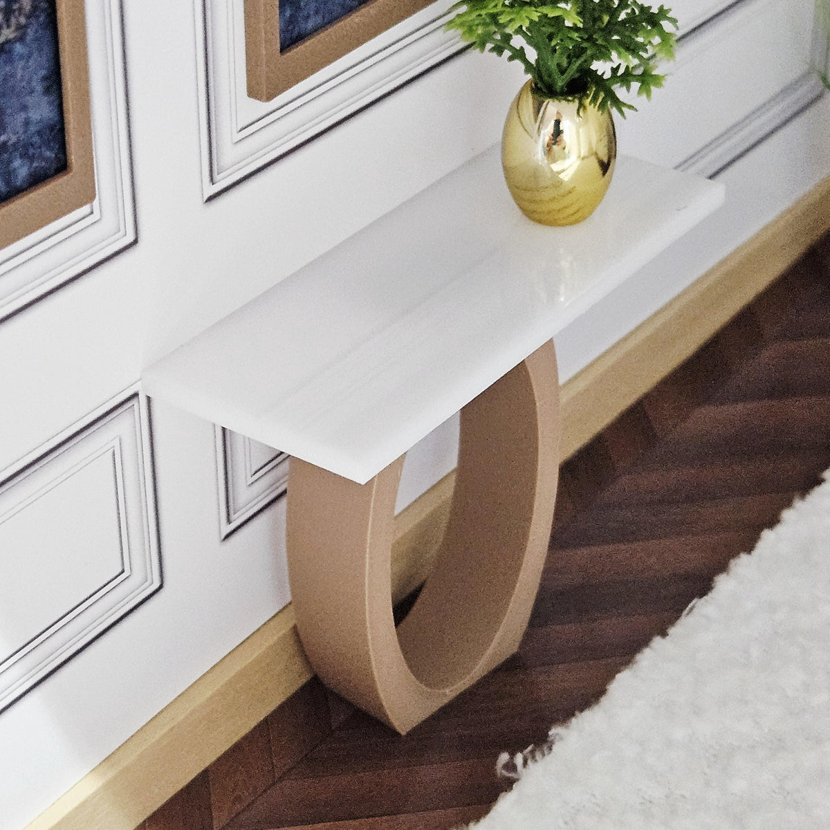 Modern Dolls House Console Table | Oval Base Accent Table | 1:12 Scale Miniature