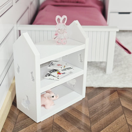 Rabbit Bookcase – alternate view 2 | 1:12 scale dolls house miniature