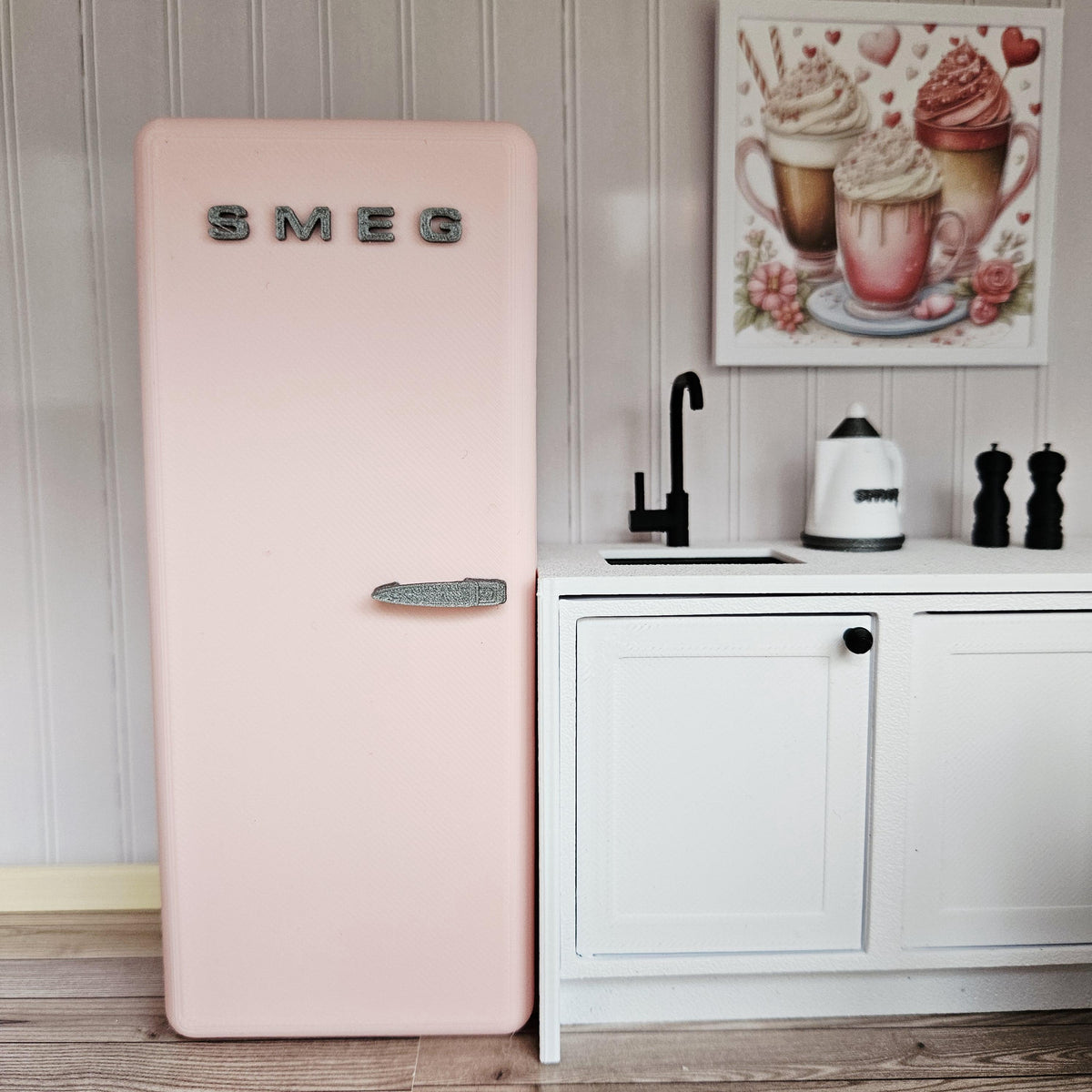 Pink SMEG Fridge – alternate view 13 | 1:12 scale dolls house miniature