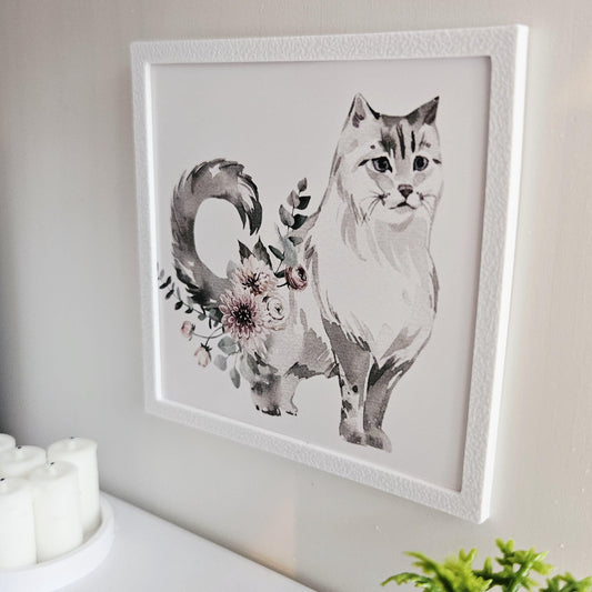 Floral Cat Print – alternate view 2 | 1:12 scale dolls house miniature