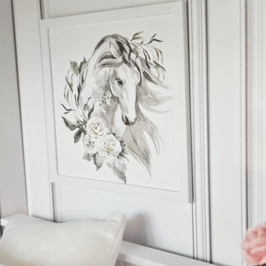 Floral Horse Picture – alternate view 2 | 1:12 scale dolls house miniature