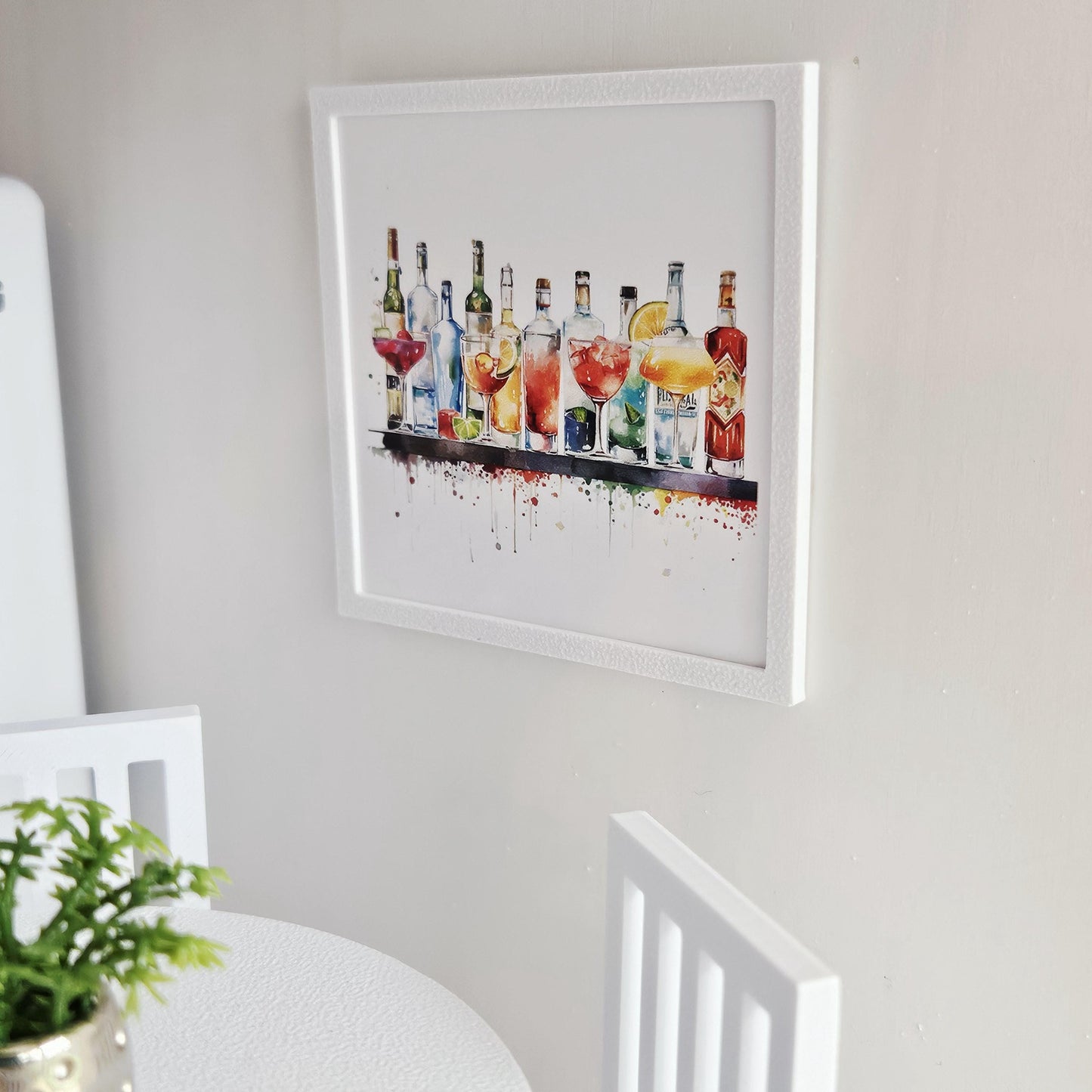 Dolls House Bar drinks Print | Miniature Framed Wall Art, drinks picture, 1:12 Scale