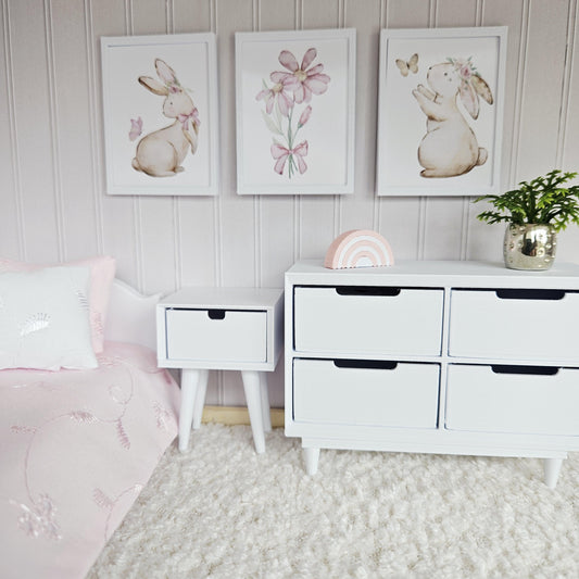 Bunny Floral Prints – Set of 3 – alternate view 2 | 1:12 scale dolls house miniature