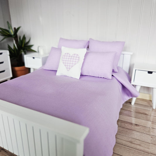 Lilac ( ) Double Bedding Set – alternate view 2 | 1:12 scale dolls house miniature