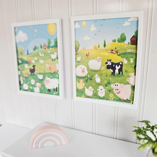 Farm Prints – Set of 2 – alternate view 2 | 1:12 scale dolls house miniature