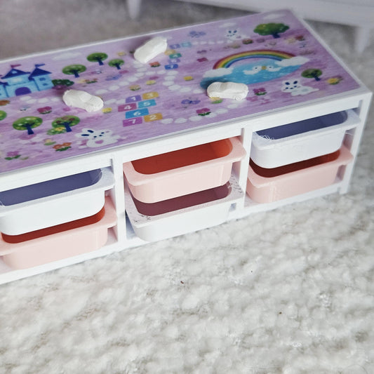 Road Map Storage Bench – alternate view 2 | 1:12 scale dolls house miniature