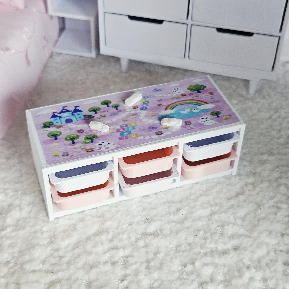 Road Map Storage Bench – alternate view 8 | 1:12 scale dolls house miniature