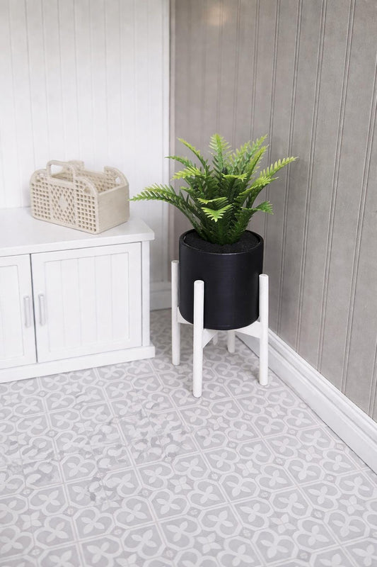 Modern Plant Pot with Stand & Plant – alternate view 2 | 1:12 scale dolls house miniature