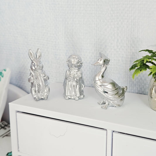 Rabbit, Hedgehog & Duck Ornament Set – alternate view 2 | 1:12 scale dolls house miniature