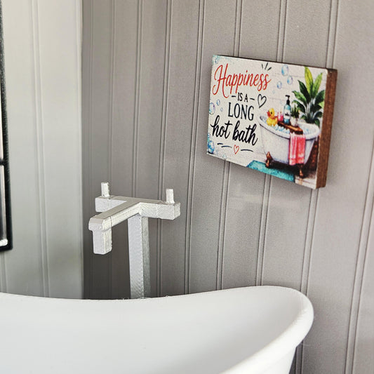 Long Hot Bath Bathroom Sign – alternate view 2 | 1:12 scale dolls house miniature