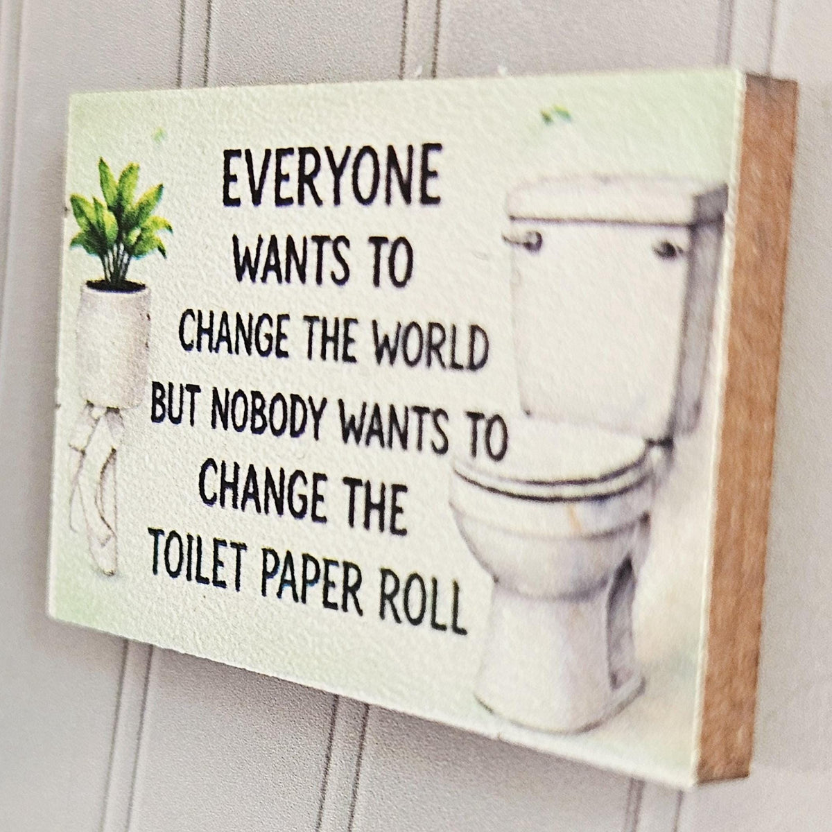 Dolls House Bathroom Wall Sign | Funny Toilet Roll Quote | Mini Wooden Wall Art | 1:12 Scale