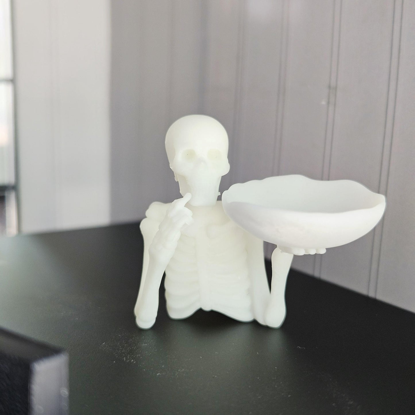 Dolls House Skeleton Bowl Holder | Halloween Table Decor | Miniature Centrepiece | 1:12 Scale