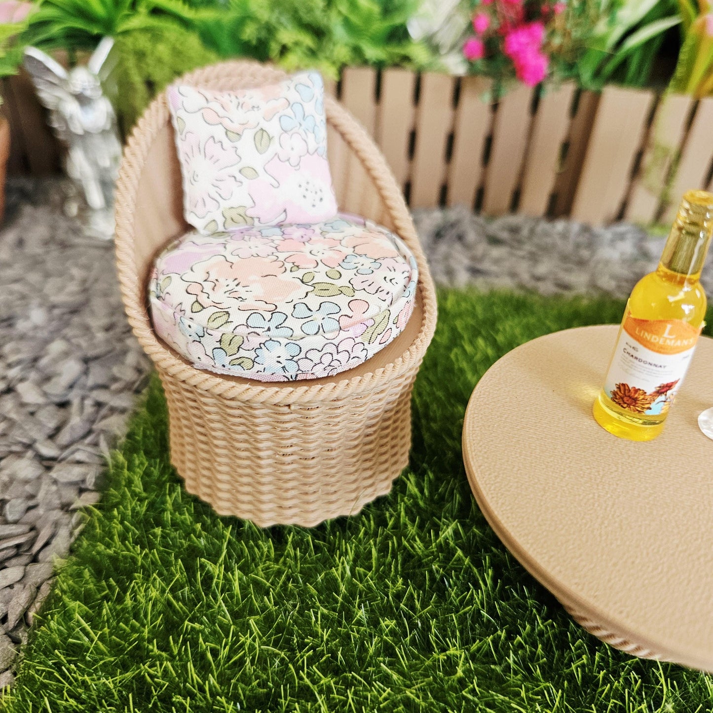 Garden Chair Set |Wooden Effect | 12th scale, Miniature