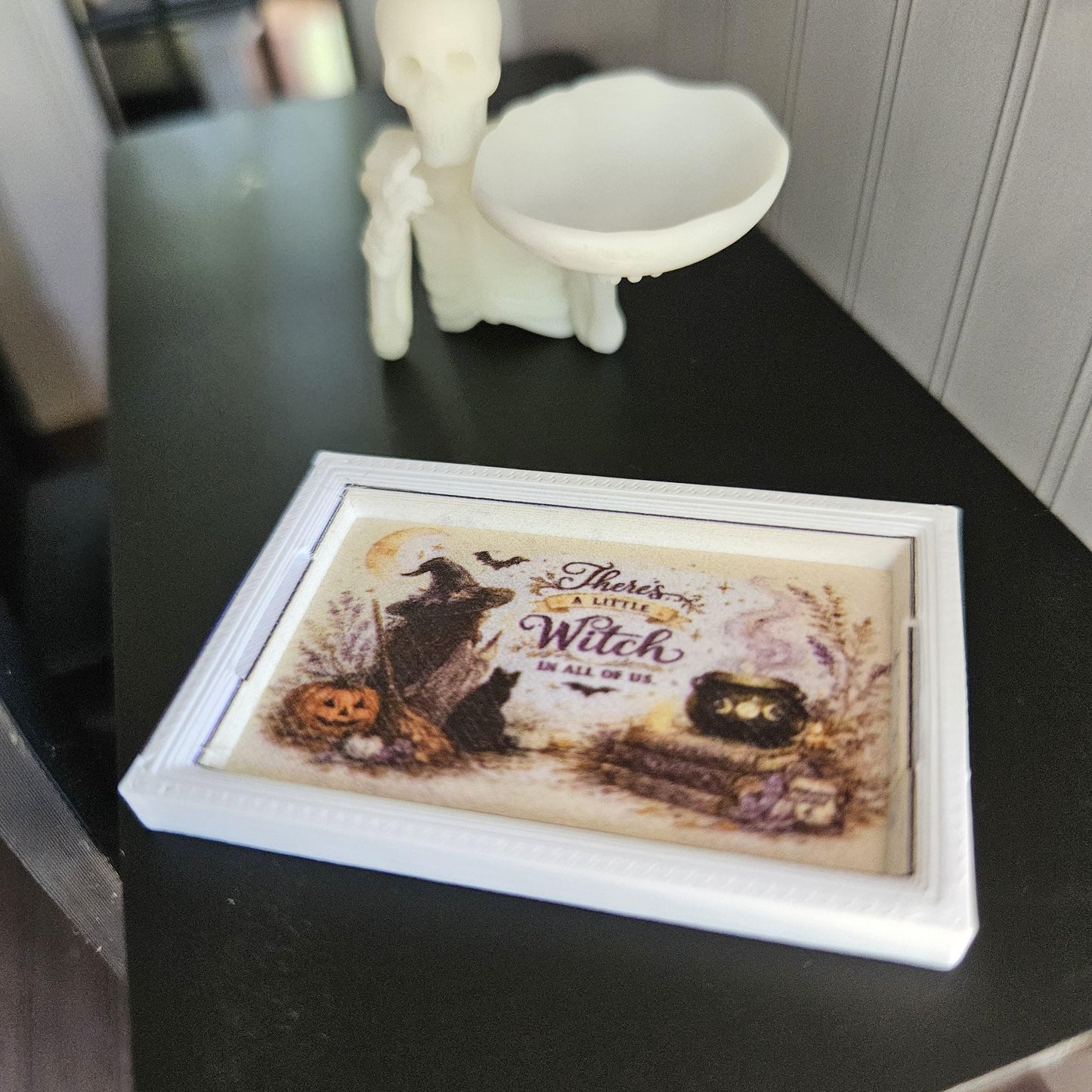 Halloween Tray | Witch Design Serving Tray | Miniature Autumn Decor | 12th Scale