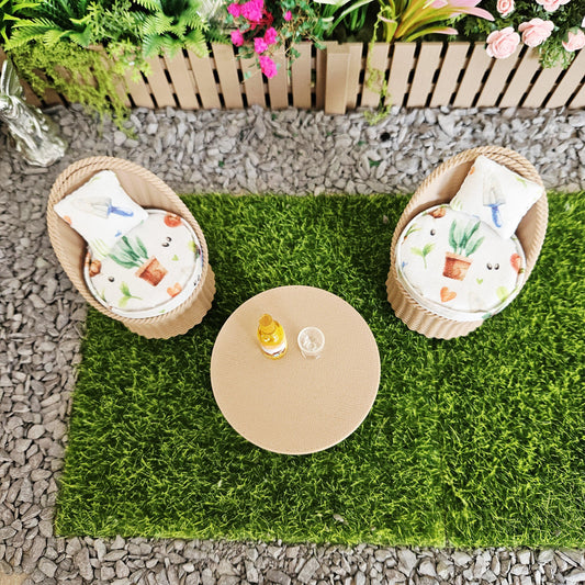 Wood-Effect Garden Chair Set – alternate view 2 | 1:12 scale dolls house miniature