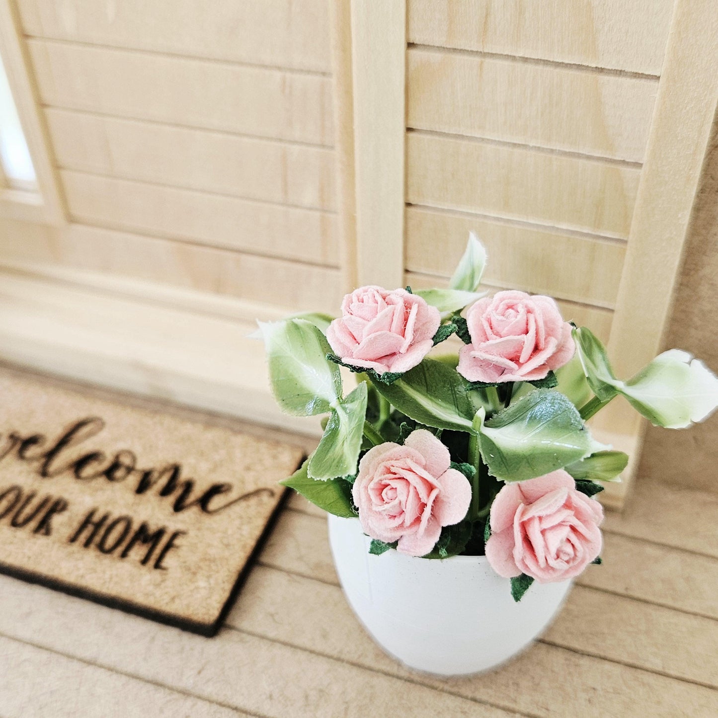 Modern Plant Pot with Roses | Oversized Planter | Choice of Colours | 1:12 Scale
