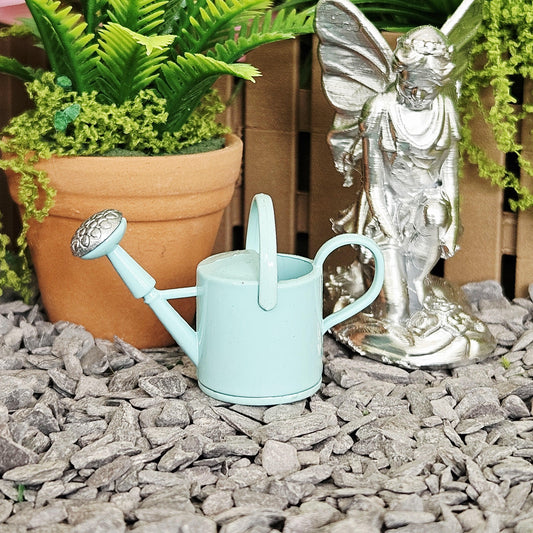 Blue Metal Watering Can – alternate view 2 | 1:12 scale dolls house miniature