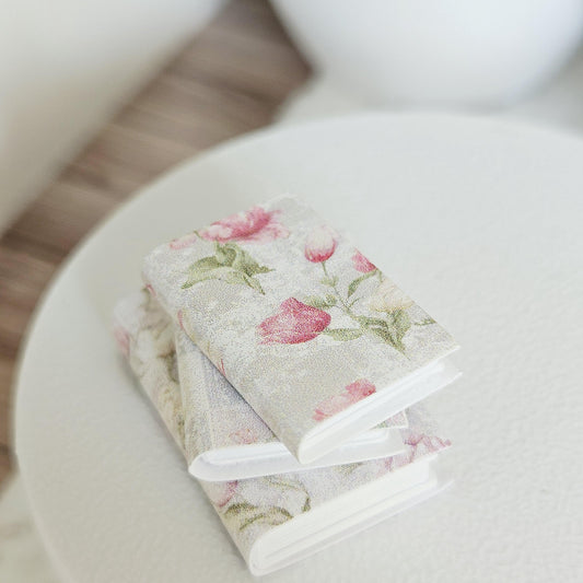 Floral Closed Books – Set of 3 – alternate view 2 | 1:12 scale dolls house miniature