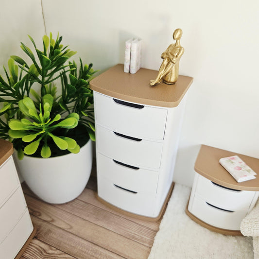 Curved Tallboy Chest of Drawers – alternate view 2 | 1:12 scale dolls house miniature