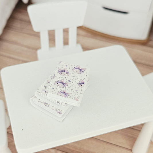Purple Bunny Closed Books – Set of 3 – alternate view 2 | 1:12 scale dolls house miniature