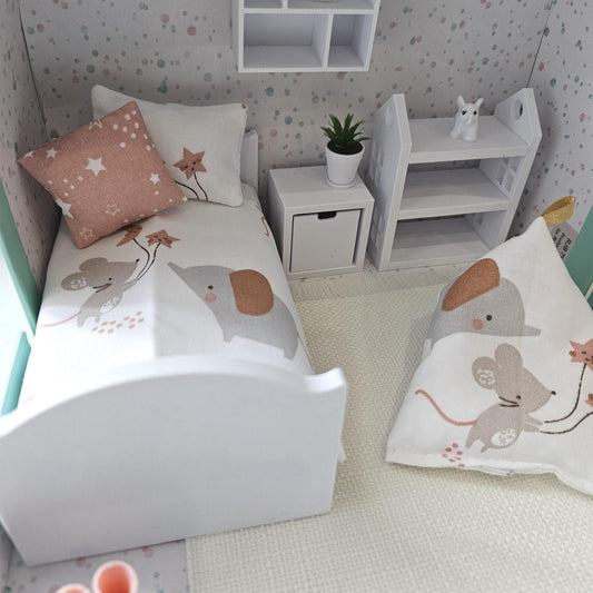 Mouse & Elephant Suitcase Dollhouse – alternate view 2 | 1:12 scale dolls house miniature