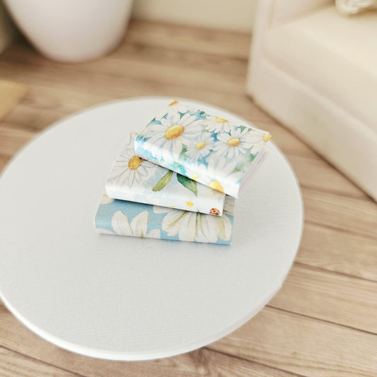Blue Daisy Closed Books – Set of 3 – alternate view 2 | 1:12 scale dolls house miniature