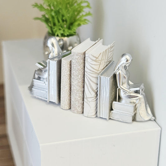 Girl Reading Bookends – alternate view 2 | 1:12 scale dolls house miniature