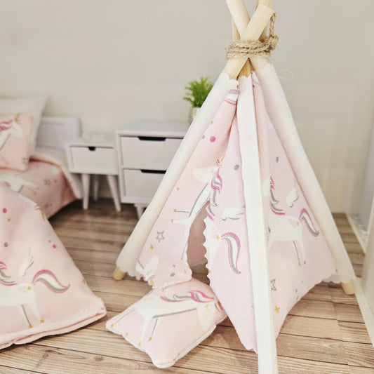 Unicorn Teepee – alternate view 2 | 1:12 scale dolls house miniature