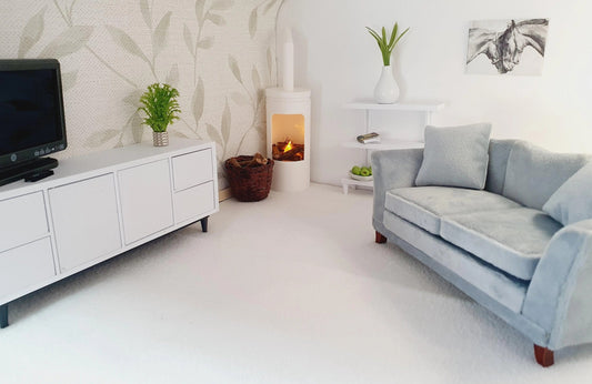 Modern 1:12 scale dolls house furniture and accessories by Pretty Miniatures