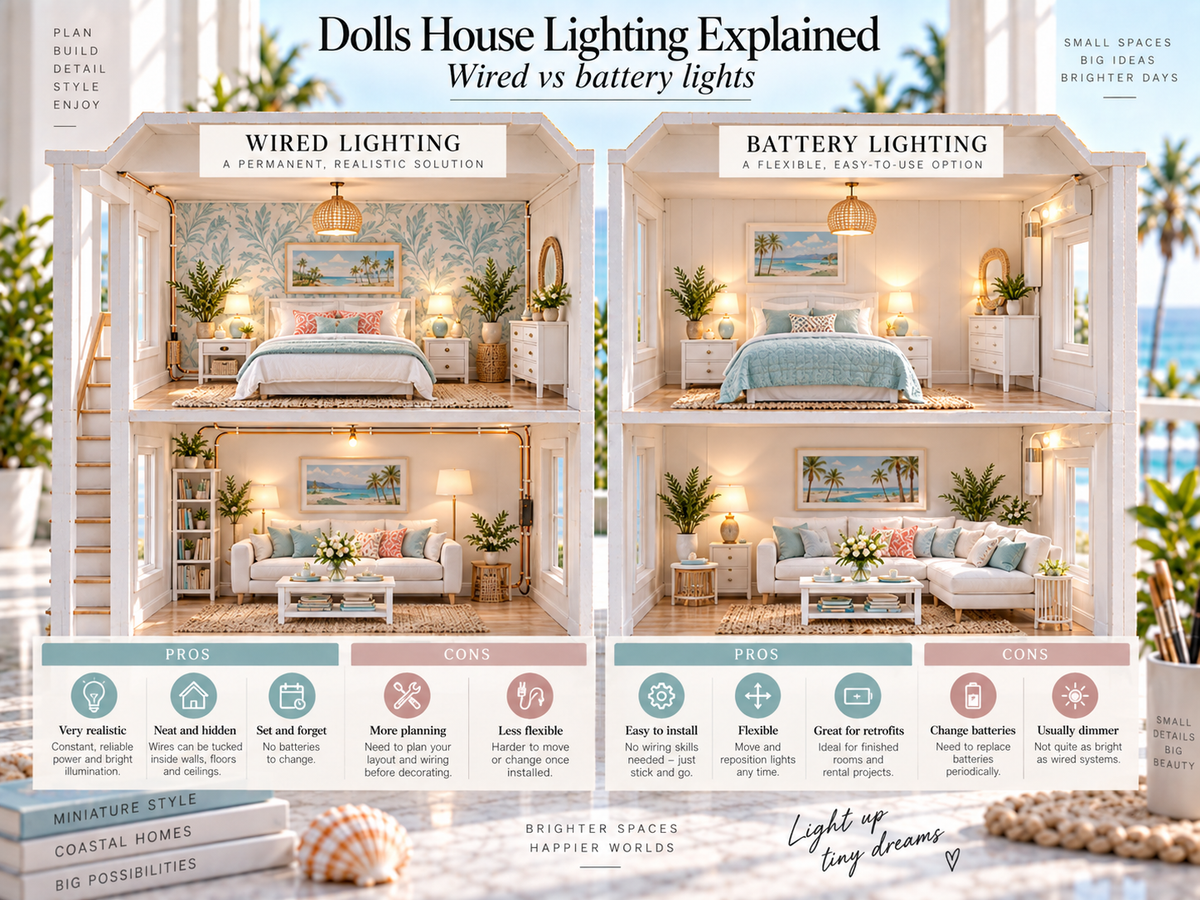 Dolls house lighting wired versus battery