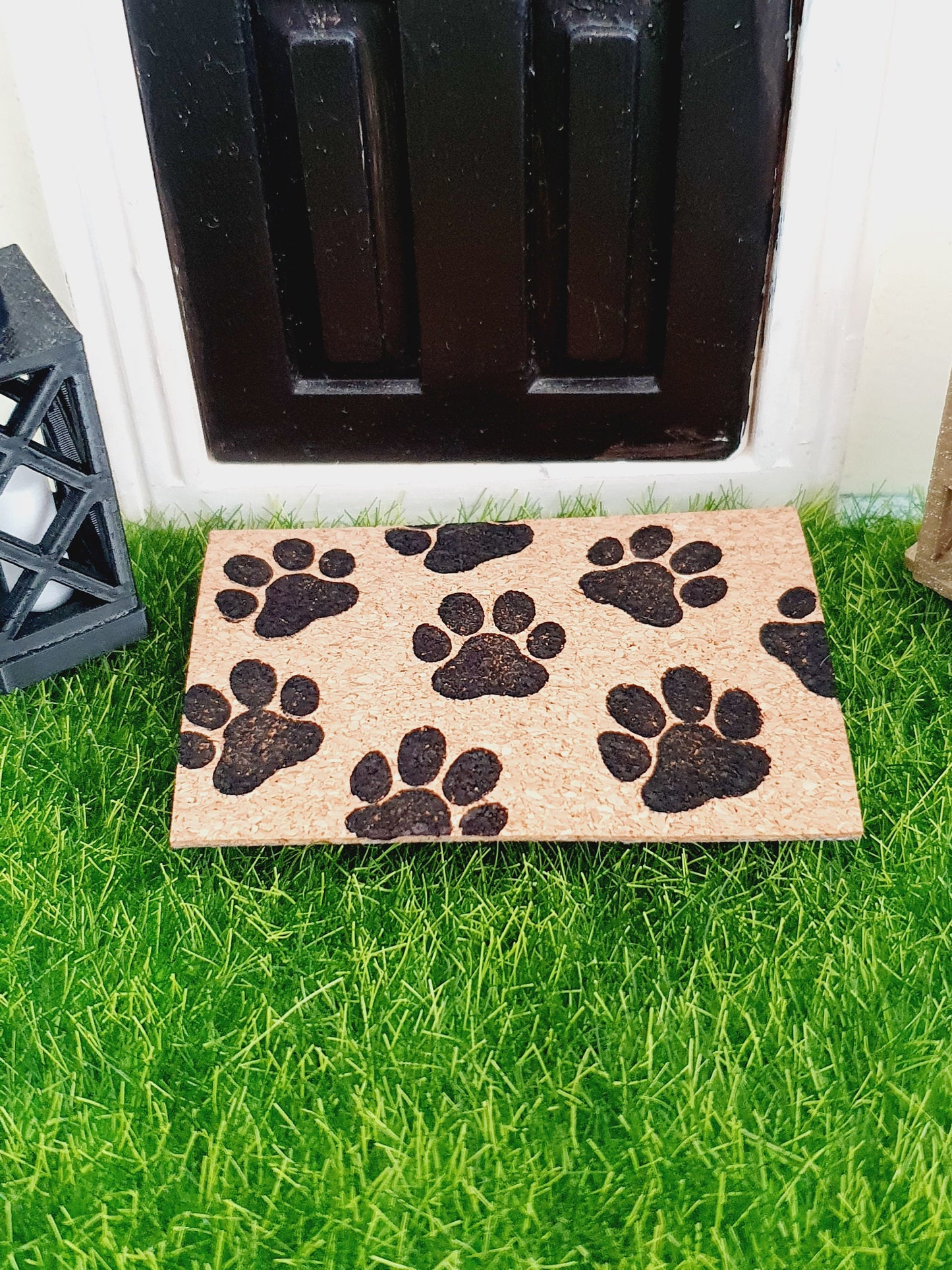 Dolls House Paw Print Design Cork Doormat | 1:12th Scale | Miniature Mat