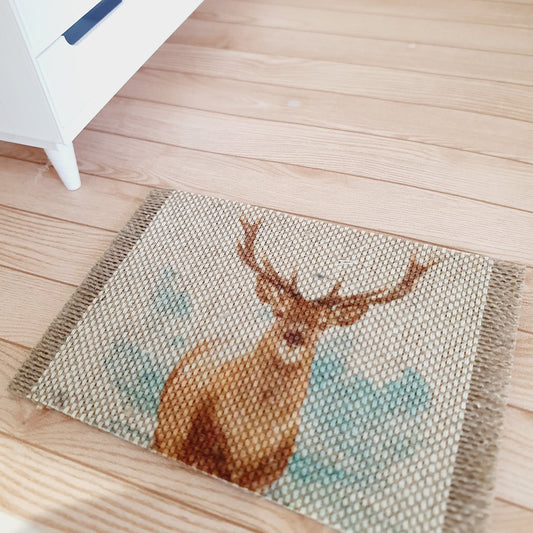 Dolls House Stag Design Fabric Door Mat | 1:12th Scale | Miniature Mat
