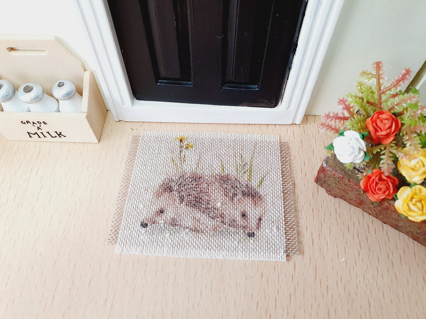 Dolls House Hedgehog Fabric Doormat | 1:12th Scale