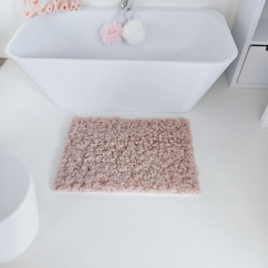 Dolls House Boucle Fabric Bath Mat | Choice of Colours | 1:12th Scale | Miniature Mat