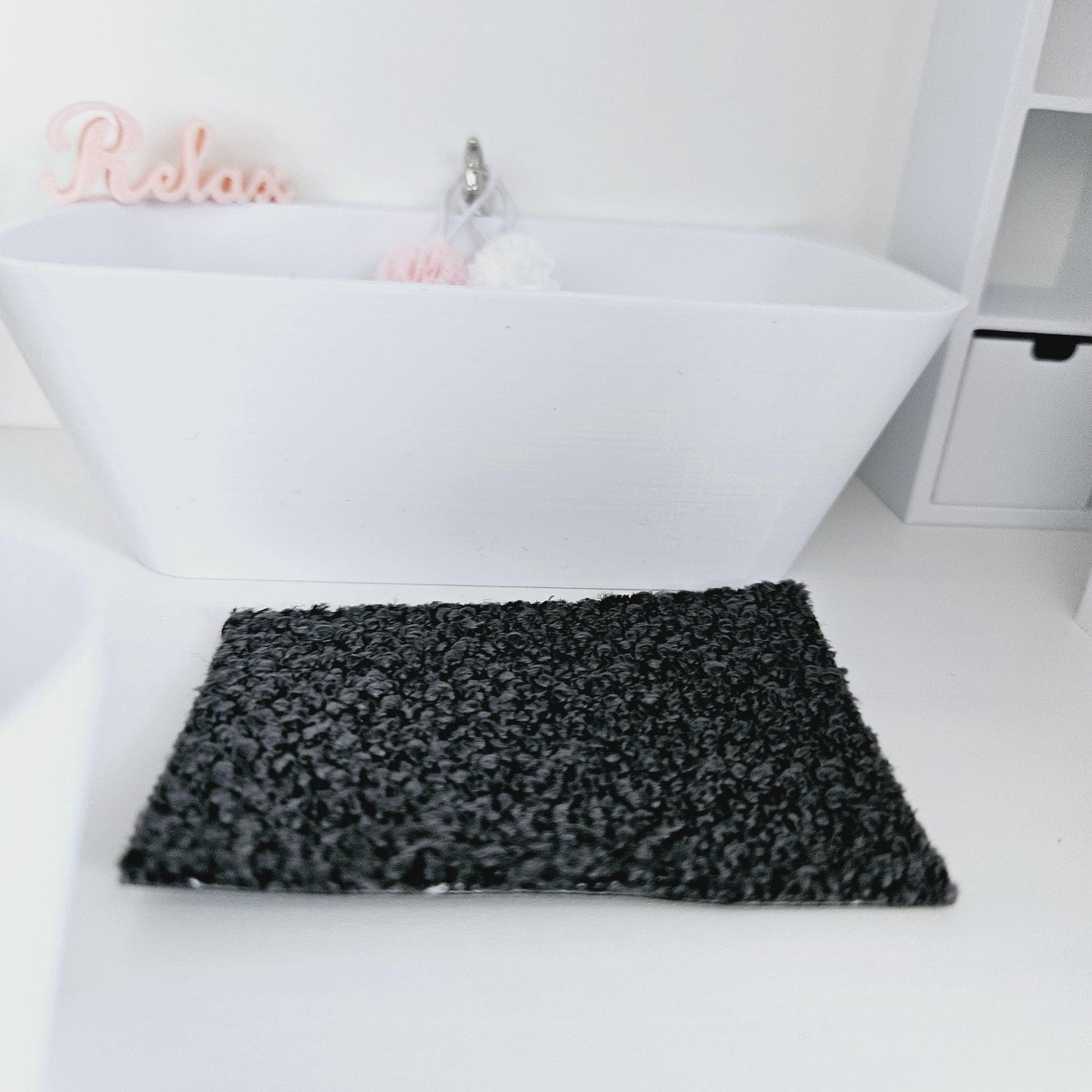Dolls House Boucle Fabric Bath Mat | Choice of Colours | 1:12th Scale | Miniature Mat