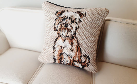 Dolls house 1x Dog cushion, Choice of Dog, 12th scale cushions, miniature cushion