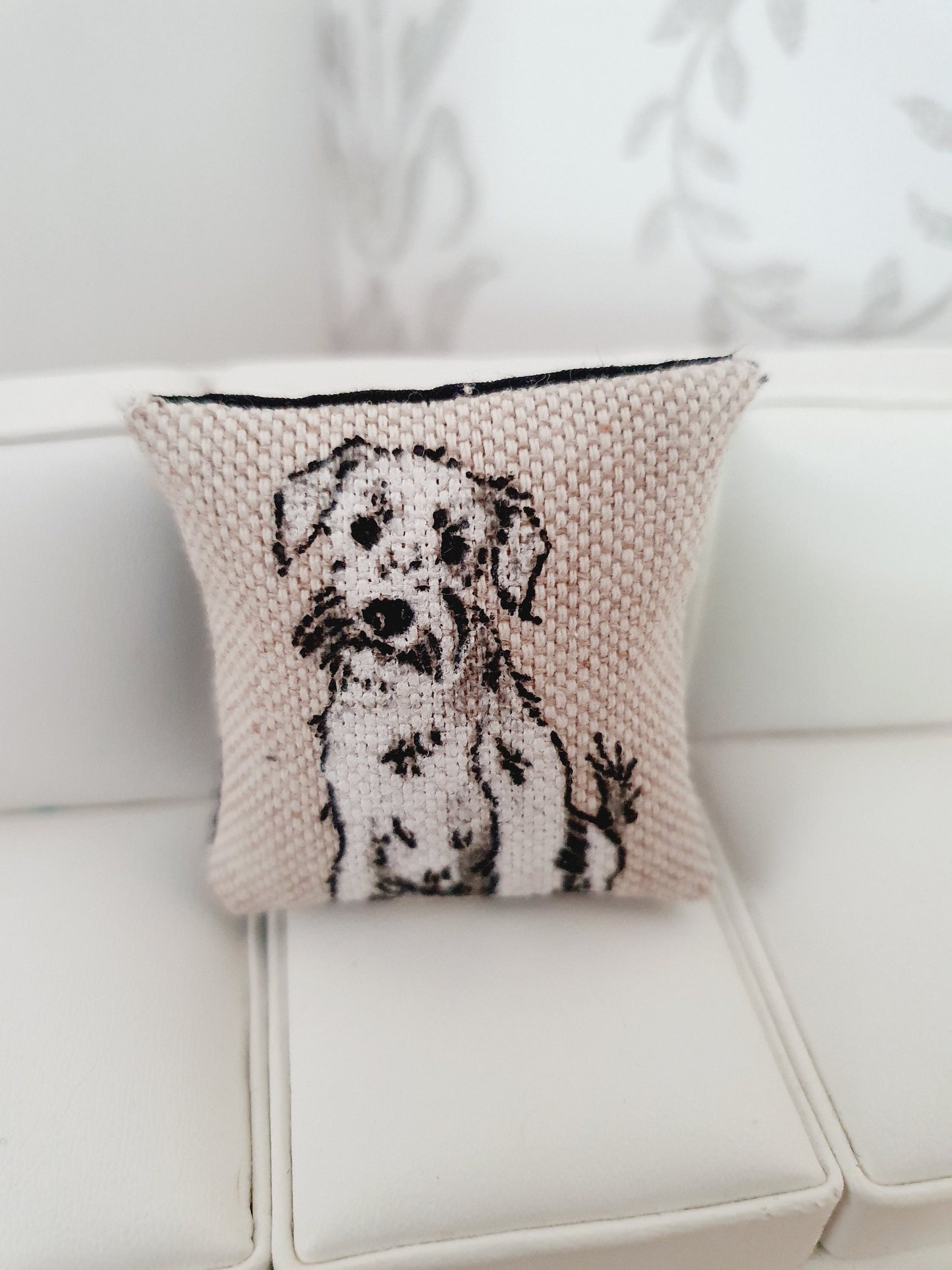 Dolls house 1x Dog cushion, Choice of Dog, 12th scale cushions, miniature cushion