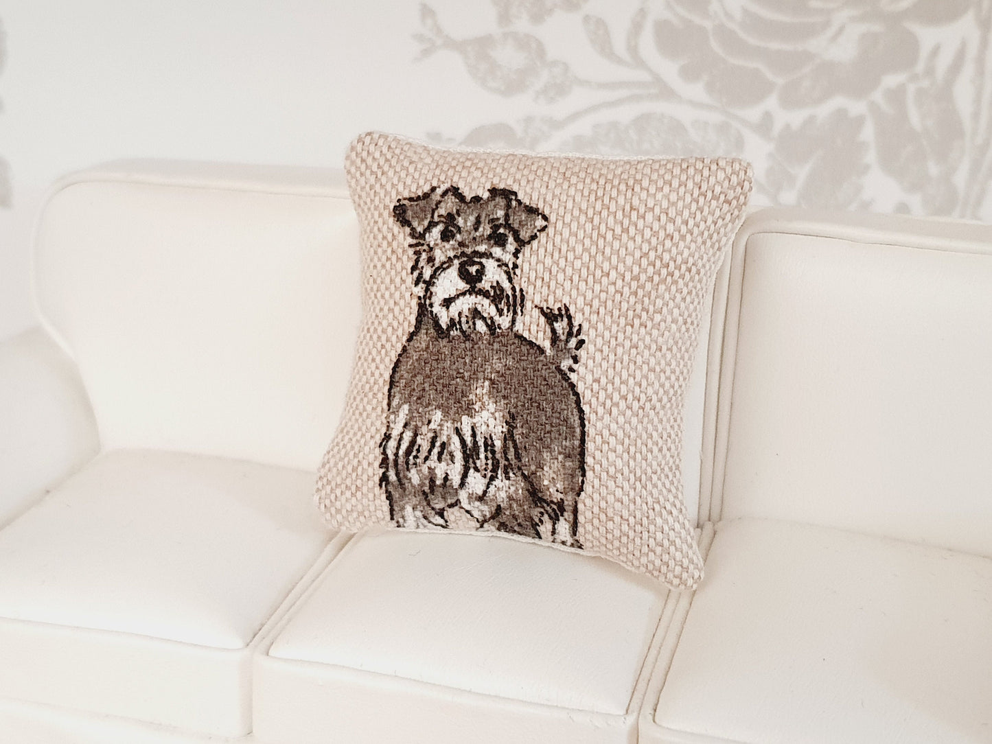 Dolls house 1x Dog cushion, Choice of Dog, 12th scale cushions, miniature cushion