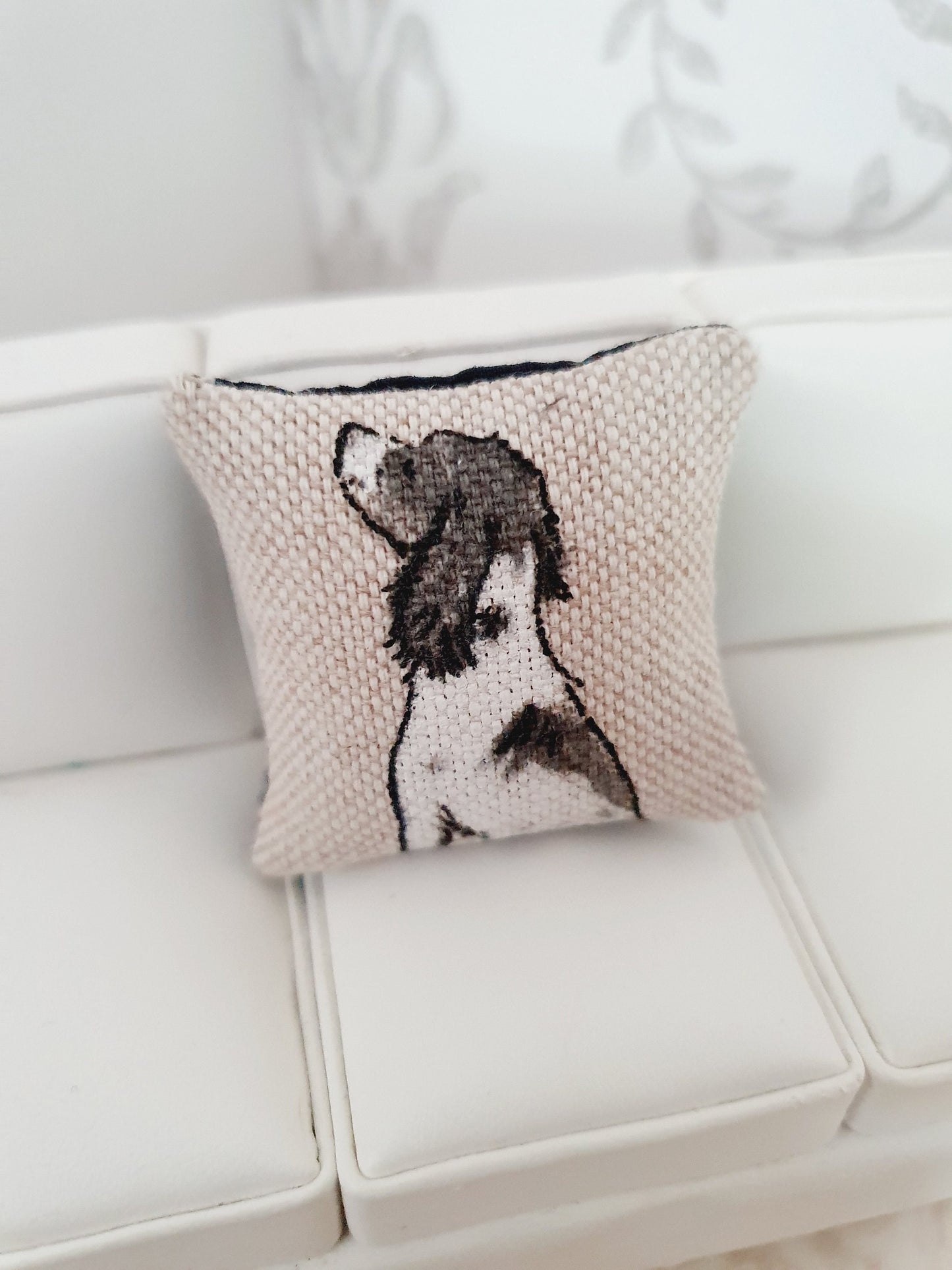 Dolls house 1x Dog cushion, Choice of Dog, 12th scale cushions, miniature cushion