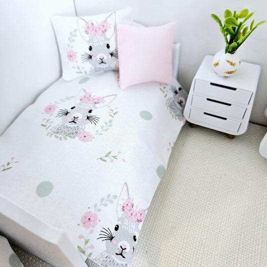 Dolls house Easter Bunny Single or Junior bedding, 12th scale bedding, miniature bedding set
