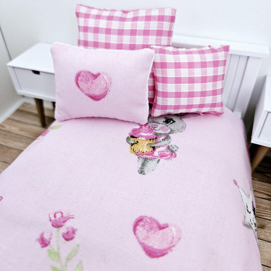 Sale Dolls house Easter Single bedding, pretty rabbit design, 12th scale bedding, miniature bed set