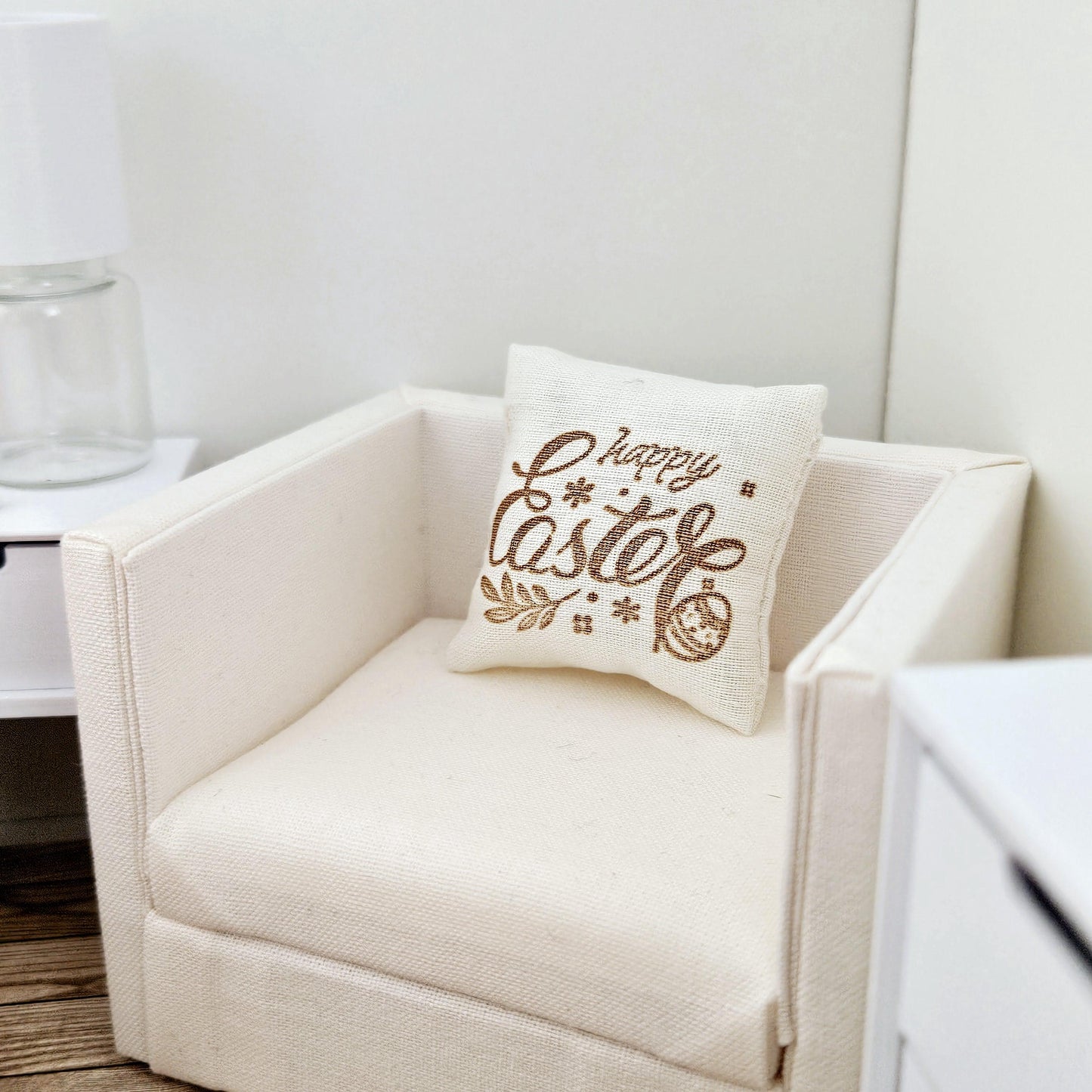 Dolls House Happy Easter Cushion, 12th scale, miniature cushion