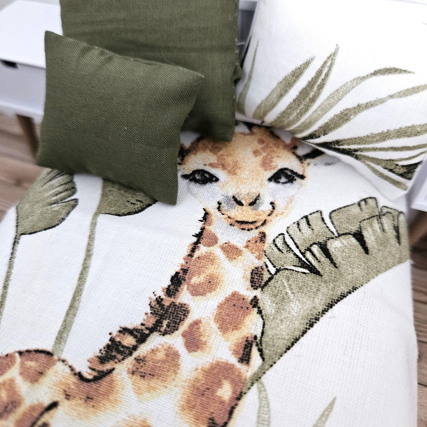 Dolls house Single bedding, Cute Giraffe design, 12th scale bedding, miniature bed set