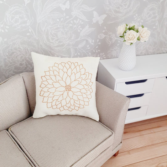 Dolls house 1x Flower cushion, Large flower cushion, 12th scale cushions, miniature cushion