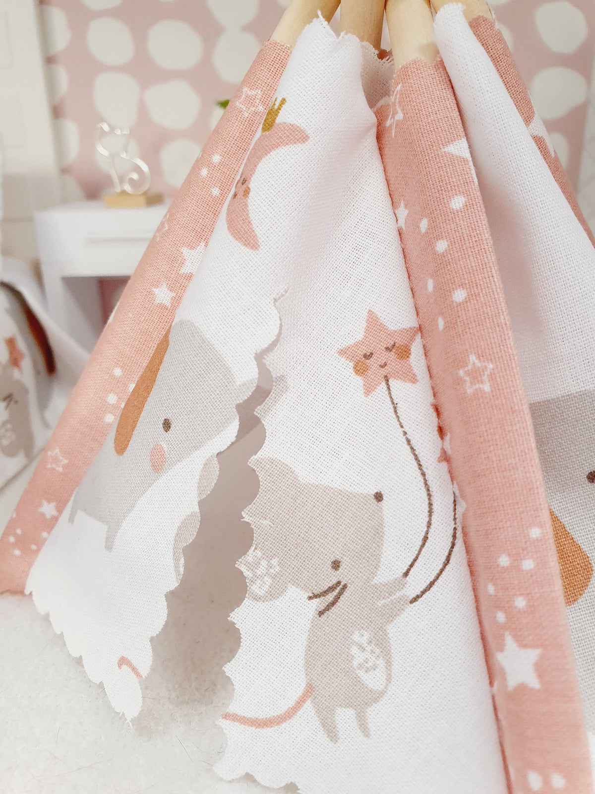 Dolls house Cute Little Mouse & Elephant Teepee, 12th scale tent, miniature teepee